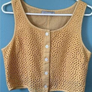 Everlane Women's Yellow Eyelet Top